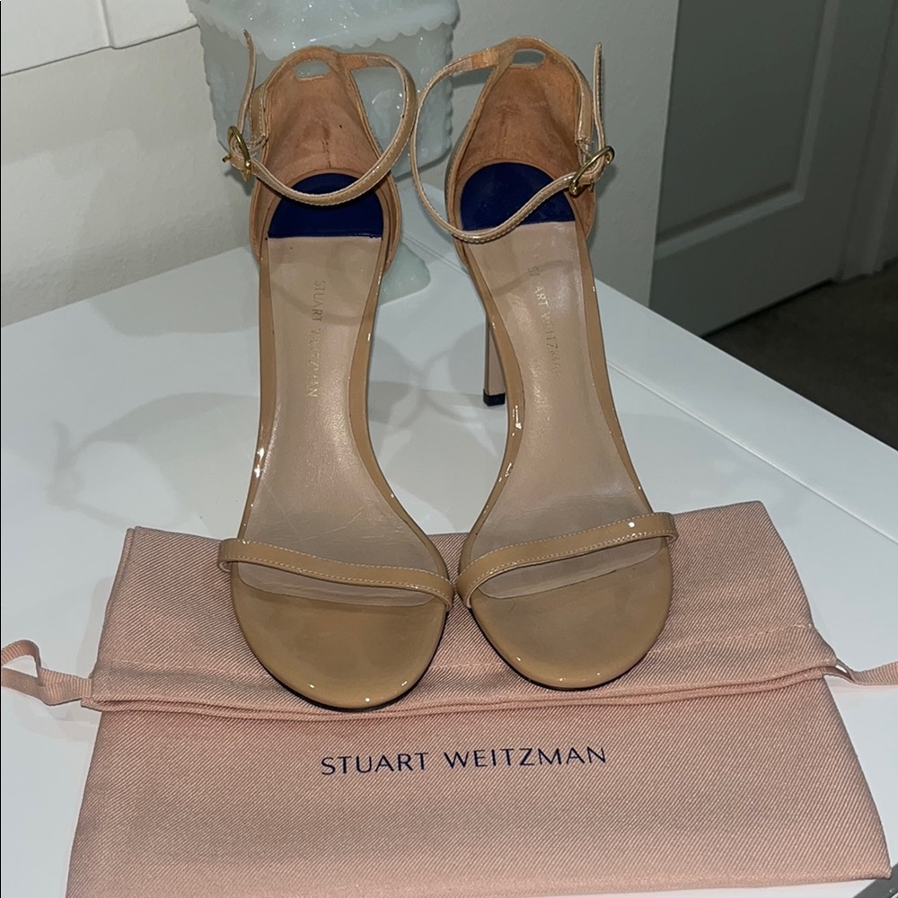 Stuart Weitzman Nudest Strap Heels (Adobe Beige) - 4in - size 8/8.5